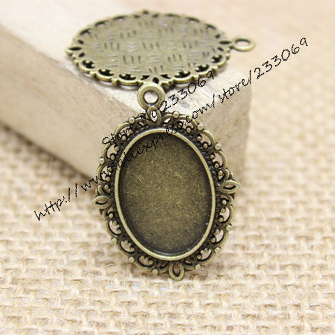 40pcs/lot Antique bronze alloy - Bezels Set Pendant 评论和价格