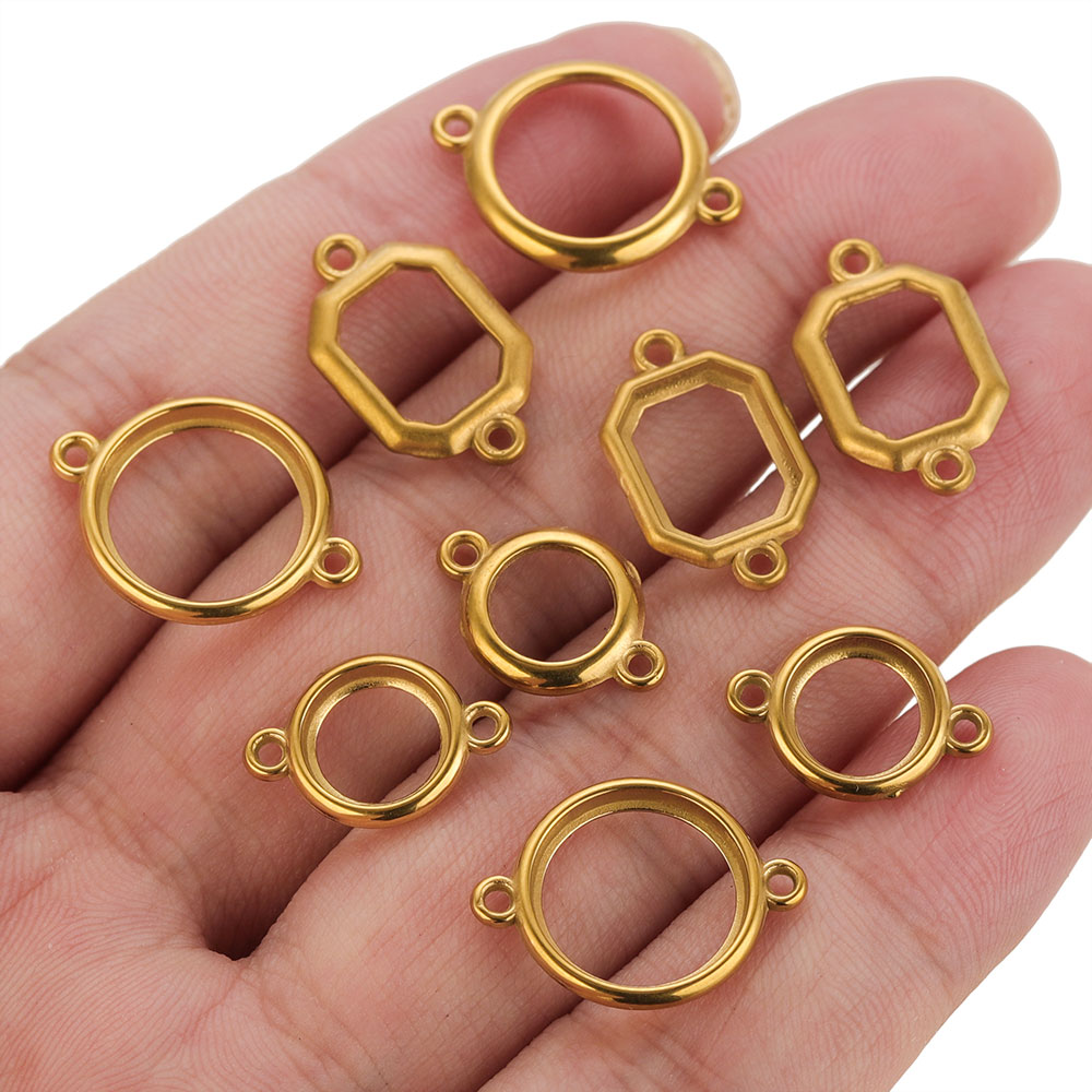 10Pcs Stainless Steel Hollow D - Bezels Set Pendant 评论和价格