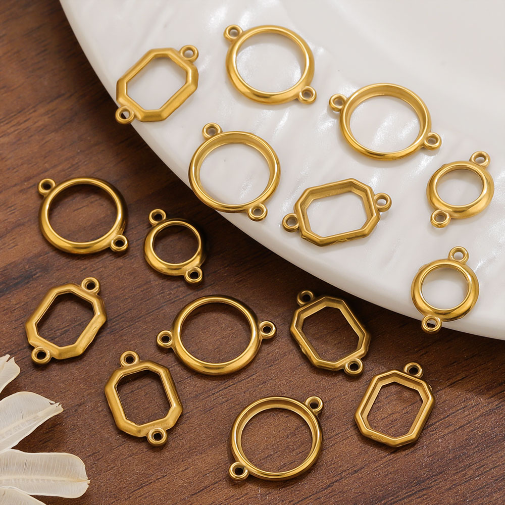 10Pcs Stainless Steel Hollow D - Bezels Set Pendant 评论和价格