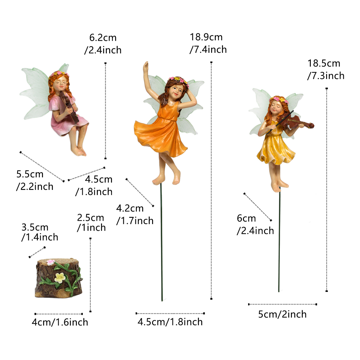 3PC/Playing Music Flower Fairy - Resin Craft Ideas 评论和价格